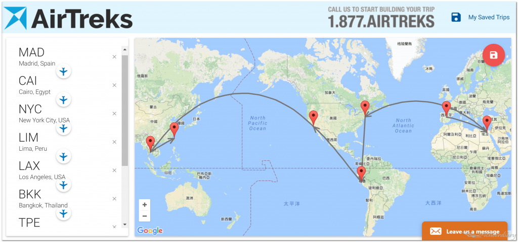礙氏夫妻預計環遊世界180天飛行地圖
