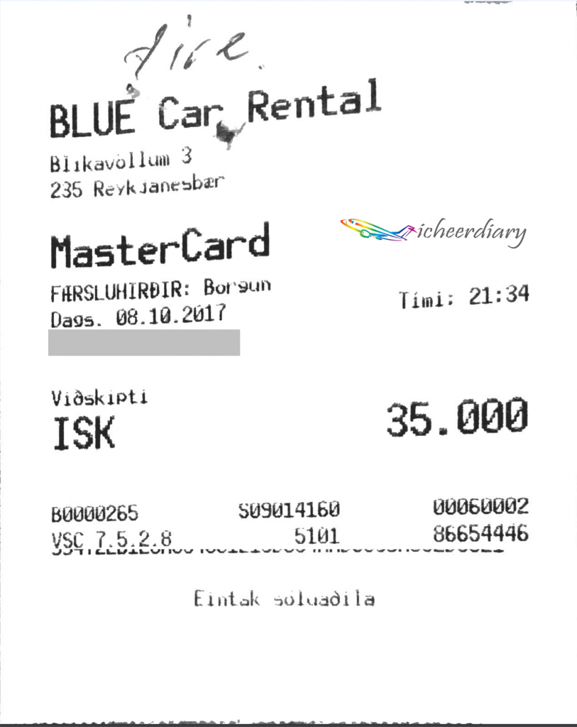 Blue Car Rental 賠款簽單影本（來源：請Blue Car Rental提供）